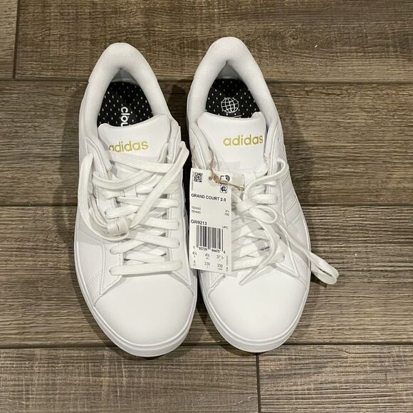 Adidas Grand Court 2 Sneakers White Gold Metallic Womens 6 GW9213 Shoes Youth 5 - Picture 6 of 16